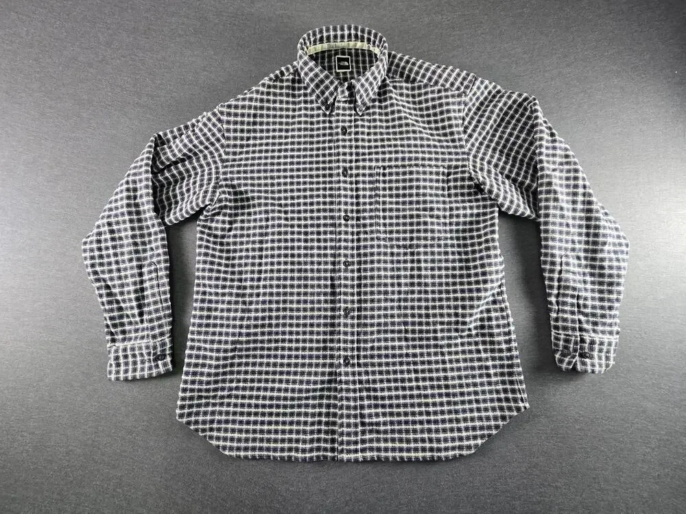 The North Face Shirt Mens Large Blue Check Long Sleeve Flannel Button Up Casual